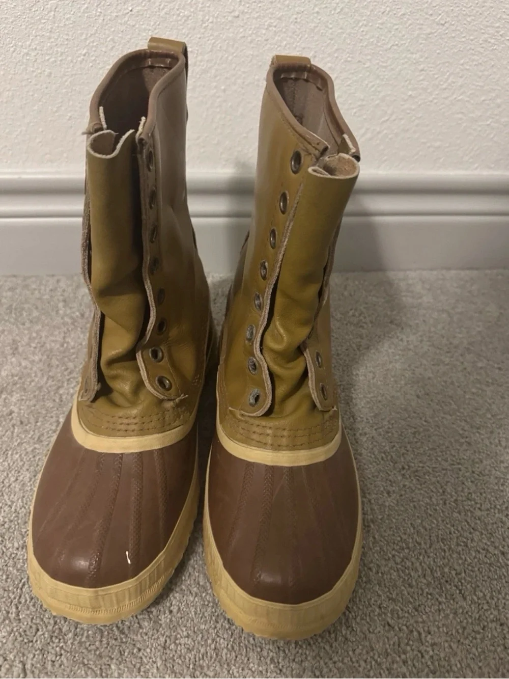 VTG Sorel Cheyenne Rawhide Leather Rubber Boots Mens 8 Wool Inserts Kaufman Shoe
